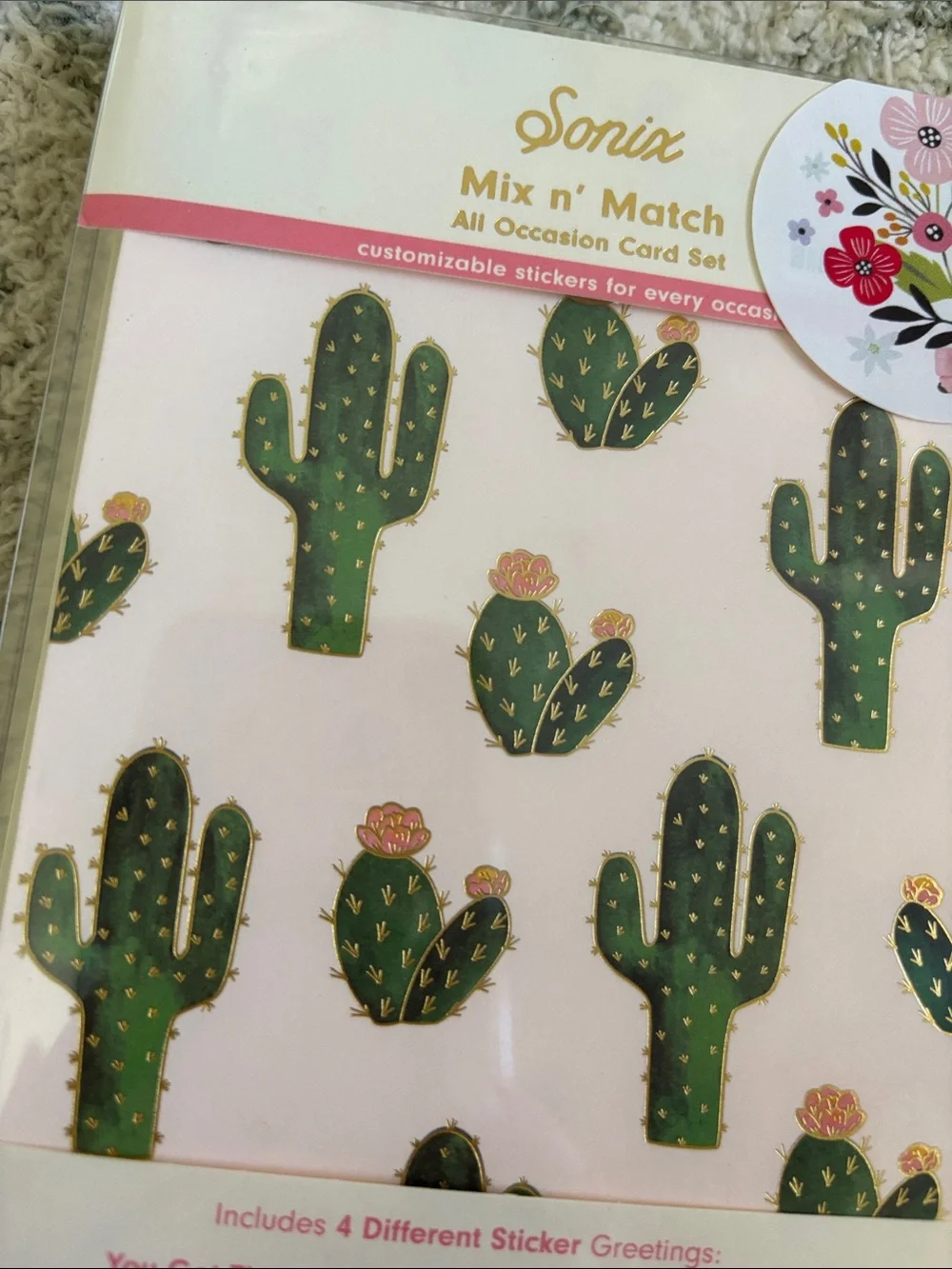 Sonix Mix n Match All-Occasion Greeting Card Set of 12 NWT cactus citrus floral